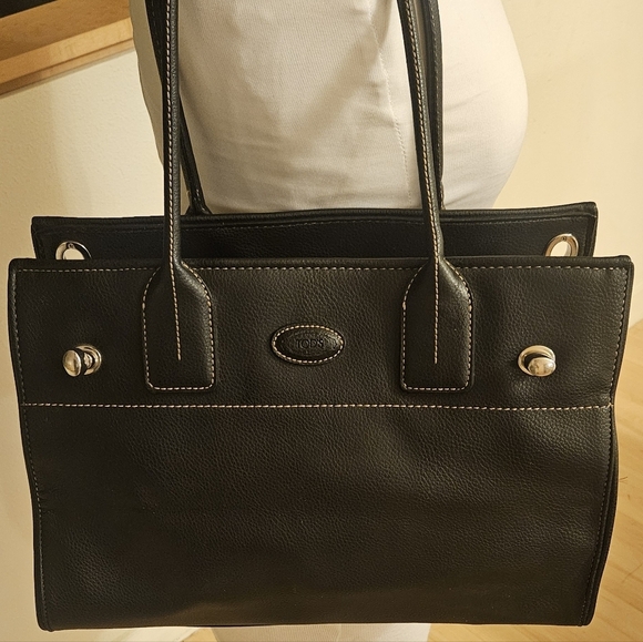 Tod's Vintage Girelli Cape Black Pebbled Leather Satchel Bag Made In Italy - Picture 9 of 13